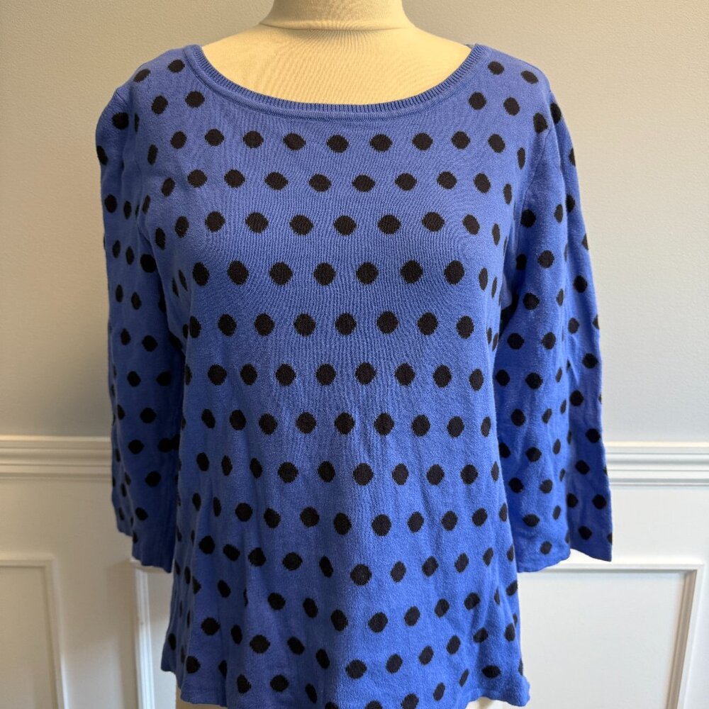 2000's Women's Top | Liz Claiborne | Black Blue | Polka Dots